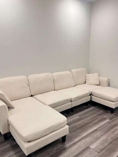 Customer photo review of Homrest Modular Sectional Sofa with Chaise and Movable Ottoman, Beige