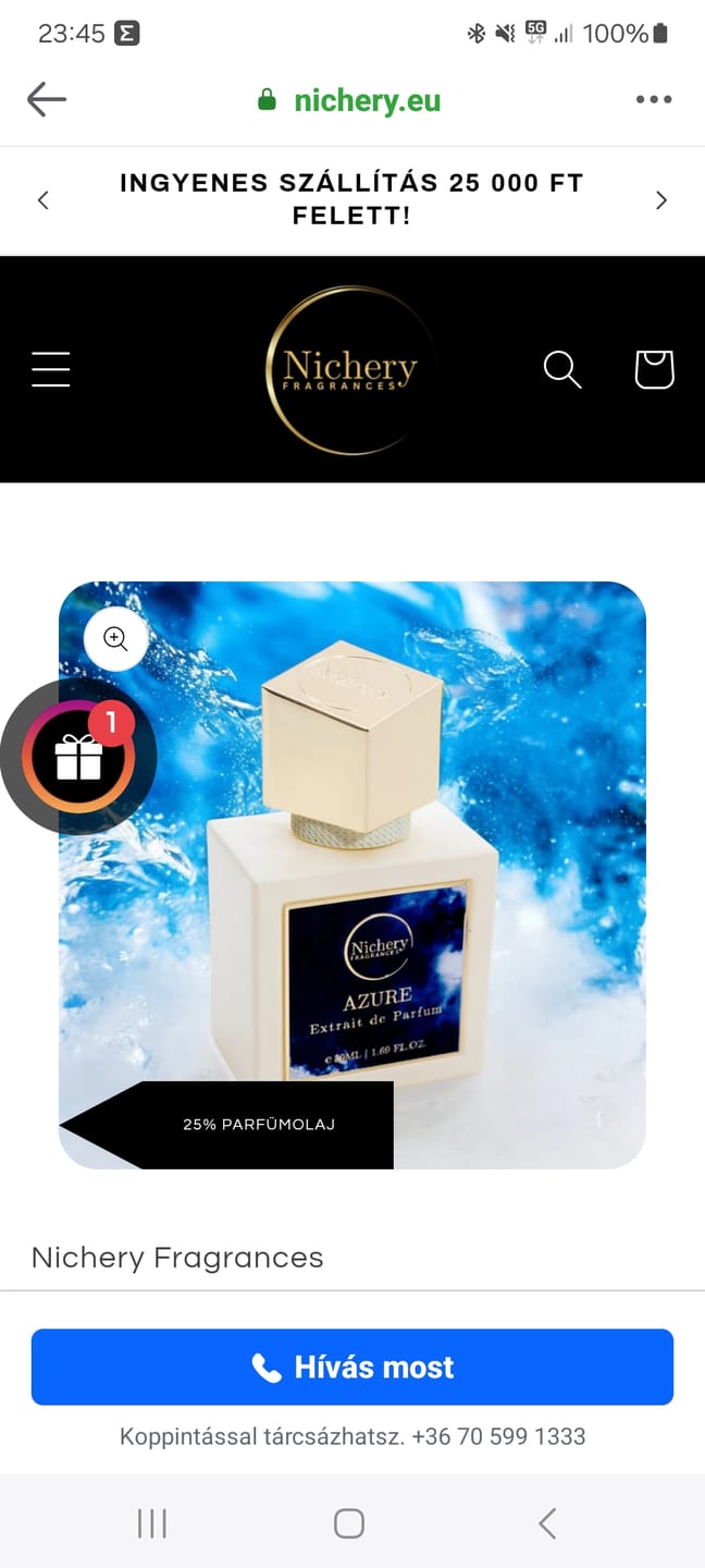 Customer photo review of Nichery Azure Extrait de Parfum - Férfi 50ml
