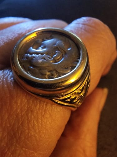 Customer photo review of Ancient Greece - Alexander The Great - AR Drachm - 14K Gold Ring - Circa (323-317) BCE