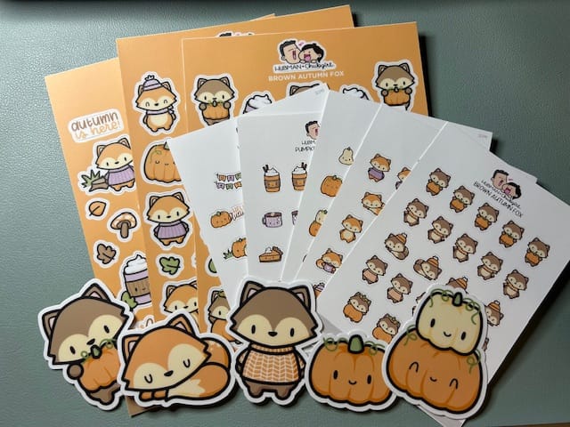 Customer photo review of Autumn Foxes Sticker Set