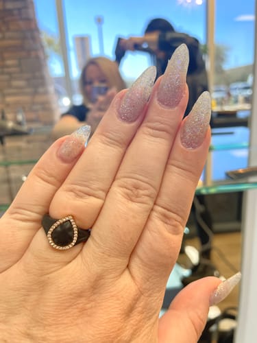 Customer photo review of New! Pear Silicone Ring with Metal Frame and Stones