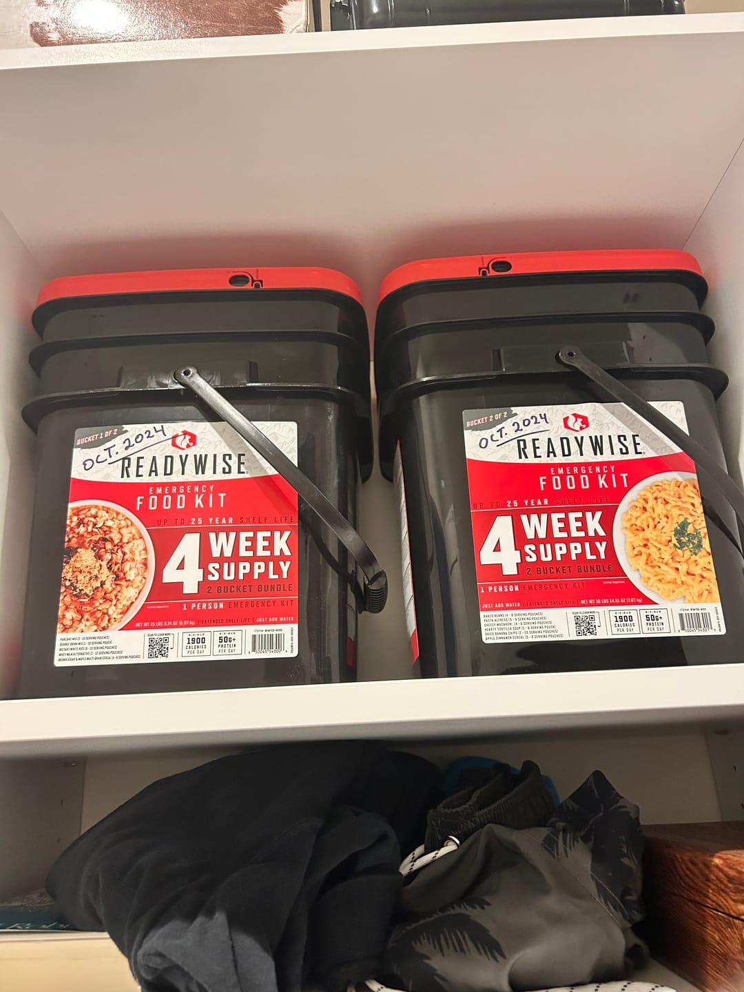 Customer photo review of 4 Week Supply - 2 Bucket Bundle (Over 1900 Calories/Day)