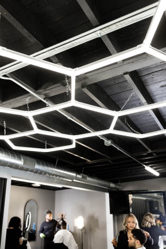 Customer photo review of Dimmable Hexagon Lights | Hex Garage