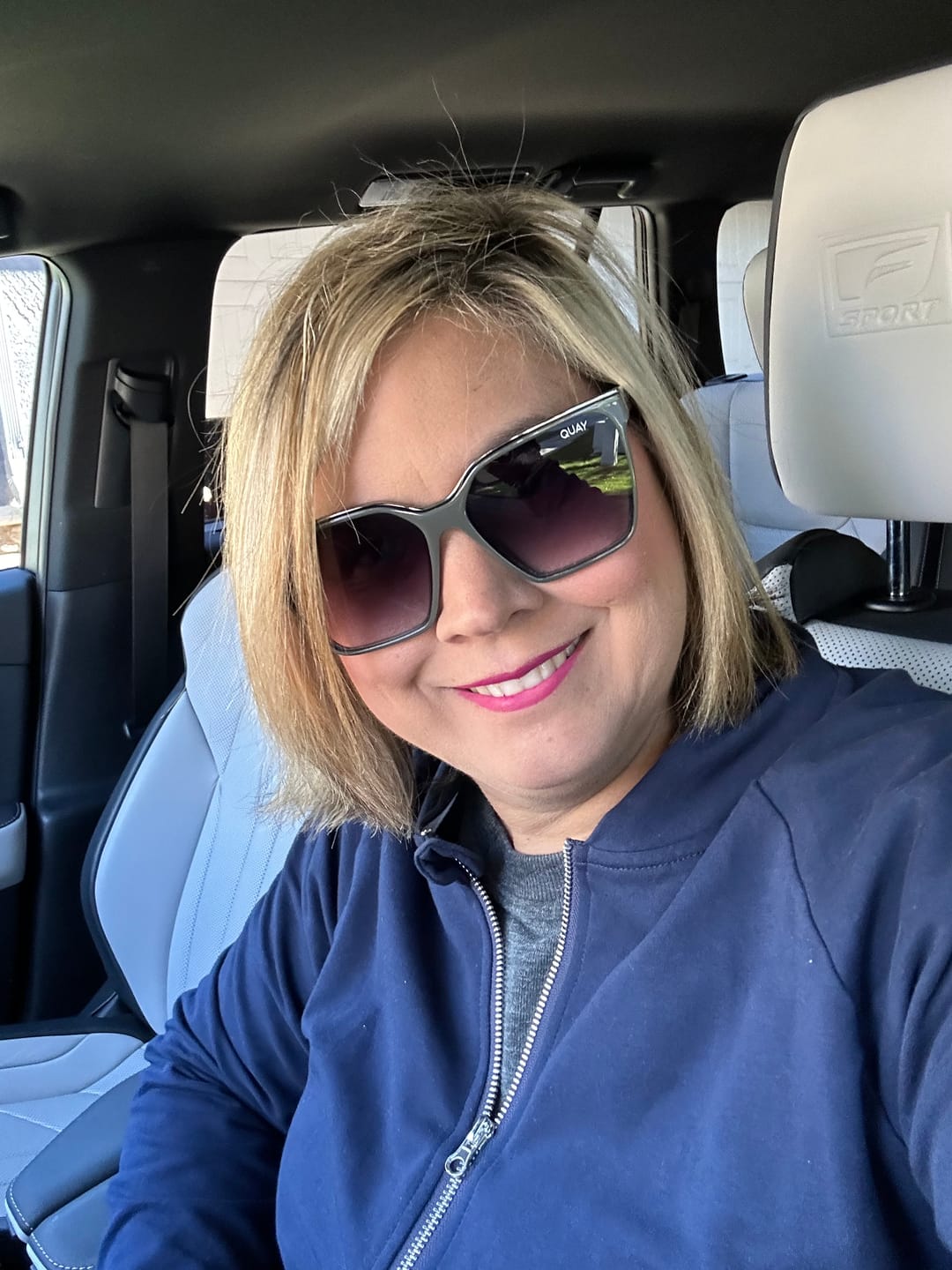 Customer photo review of Navy Solid  No Hood Zip Up