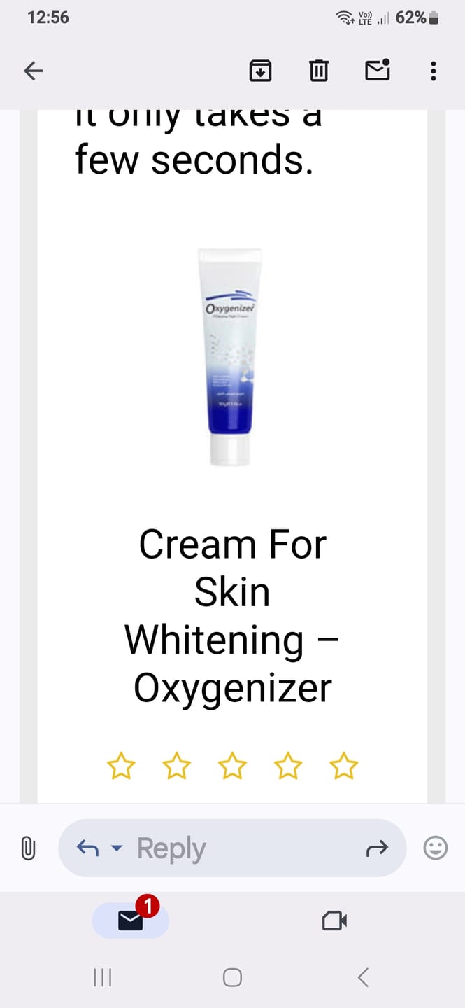 Customer photo review of Cream For Skin Whitening – Oxygenizer