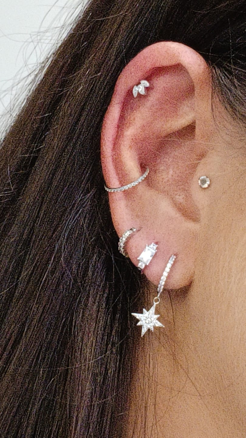 Customer photo review of VENUS North Star Pavé Huggie Hoops