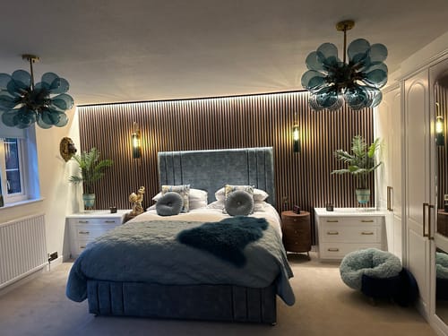 Customer photo review of Modern Blue Frosted Glass Bubble Sputnik Chandelier