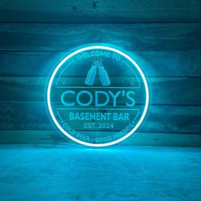 Customer photo review of Custom Neon Bar Lights 3D Engraved Name Led Sign