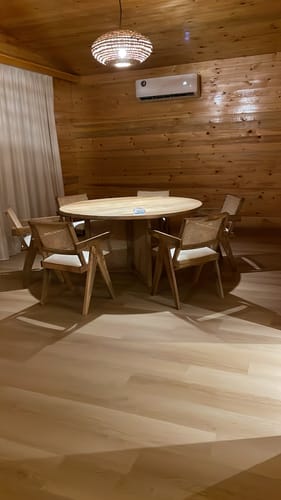 Customer photo review of Dublin Harmony Wooden Round Dining Table with Rattan Cross Legs (2 Sizes)