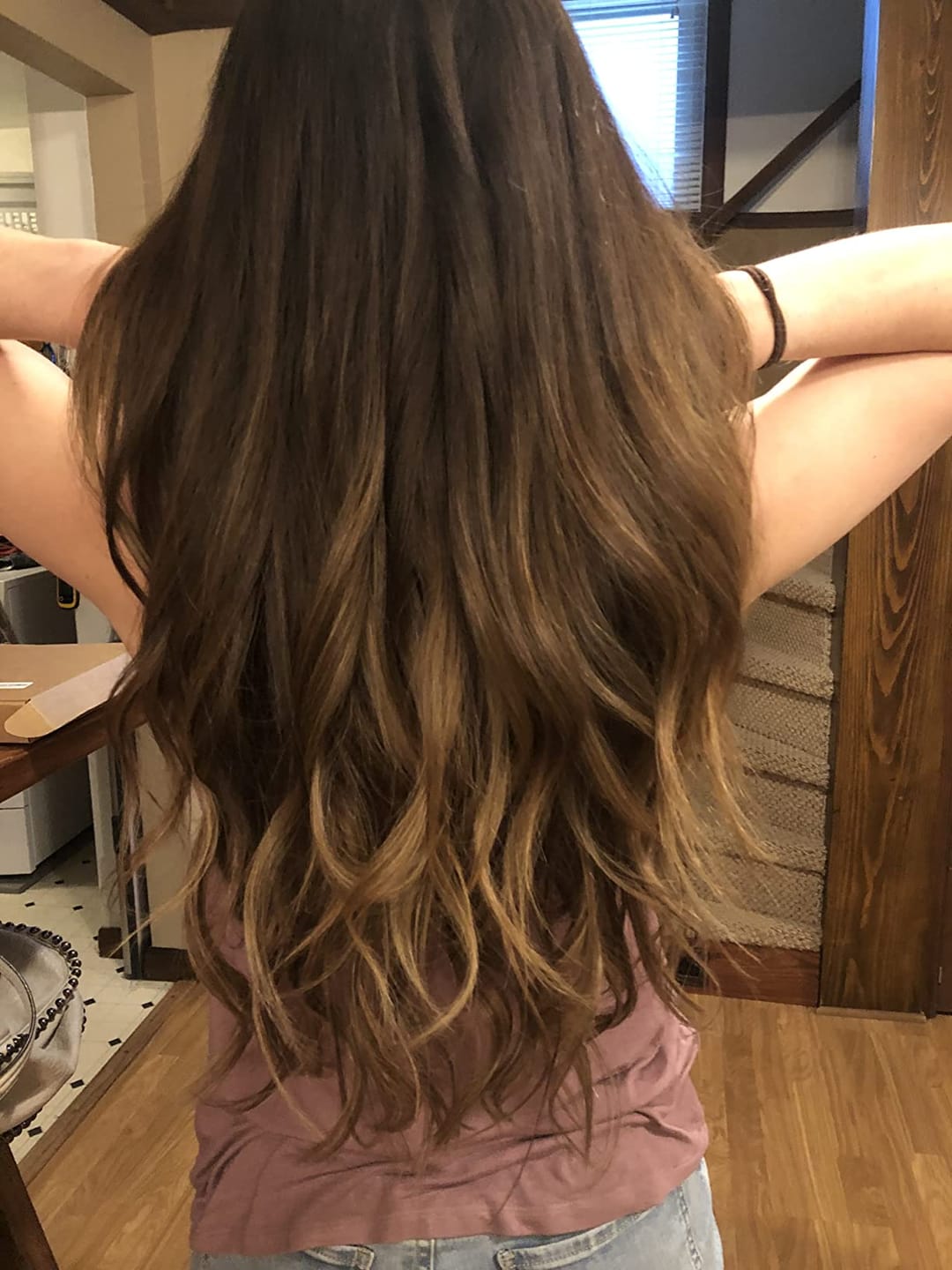 Customer photo review of Moresoo Human Hair Weft Virgin Bundles Genius Weft Brazilian Invisible Hair (#BM)