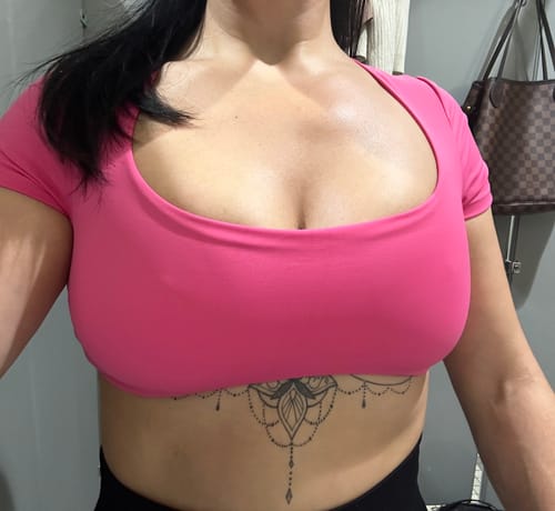 Customer photo review of Pink Wavy Hem Crop Top