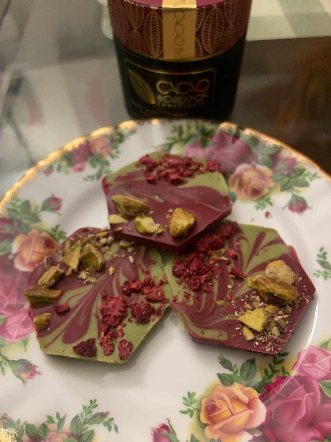 Customer photo review of Raspberry Pistachio Mendiants