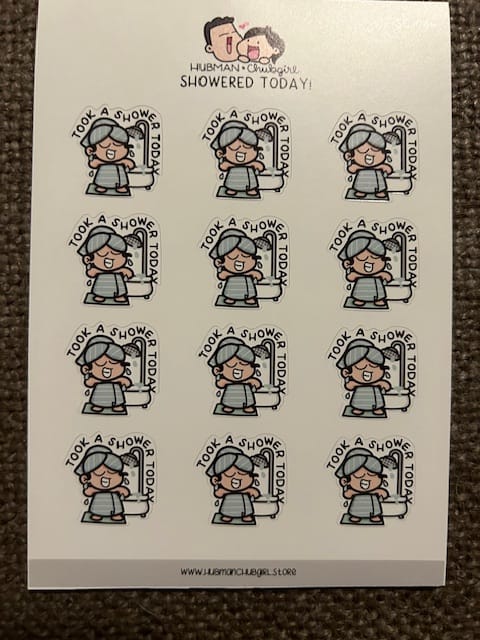Customer photo review of Showered today planner stickers