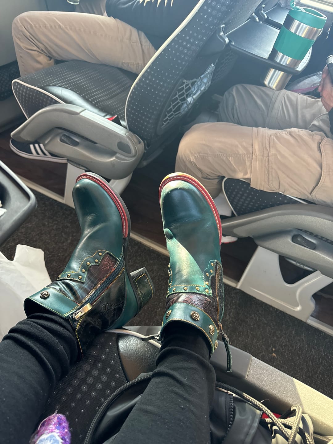 Customer photo review of Retro Handmade Floral Stitching Button Boots