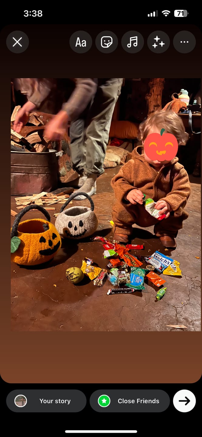 Customer photo review of Felt Jack O' Lantern Pumpkin Bag
