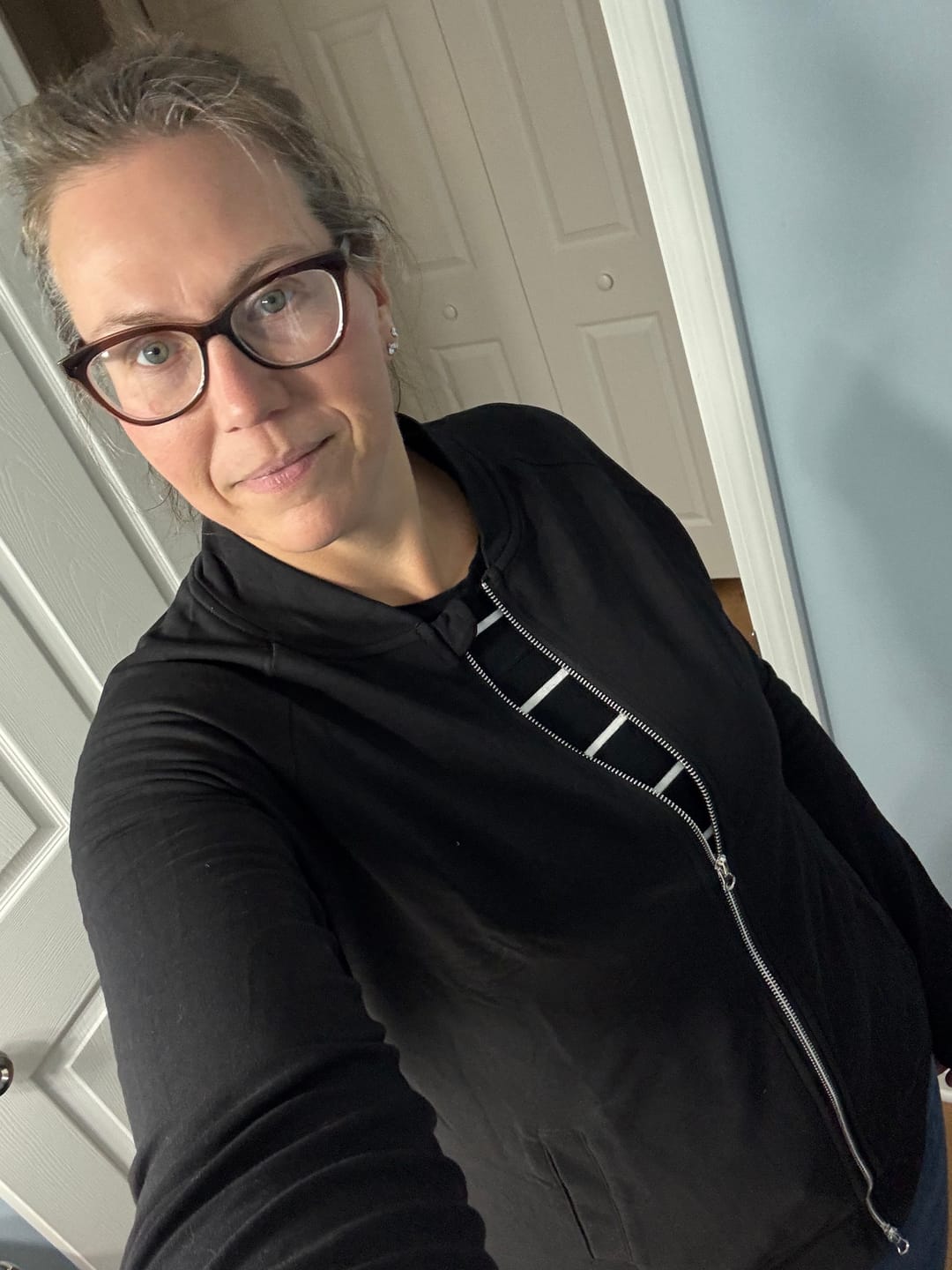 Customer photo review of Black Solid No Hood Zip Up