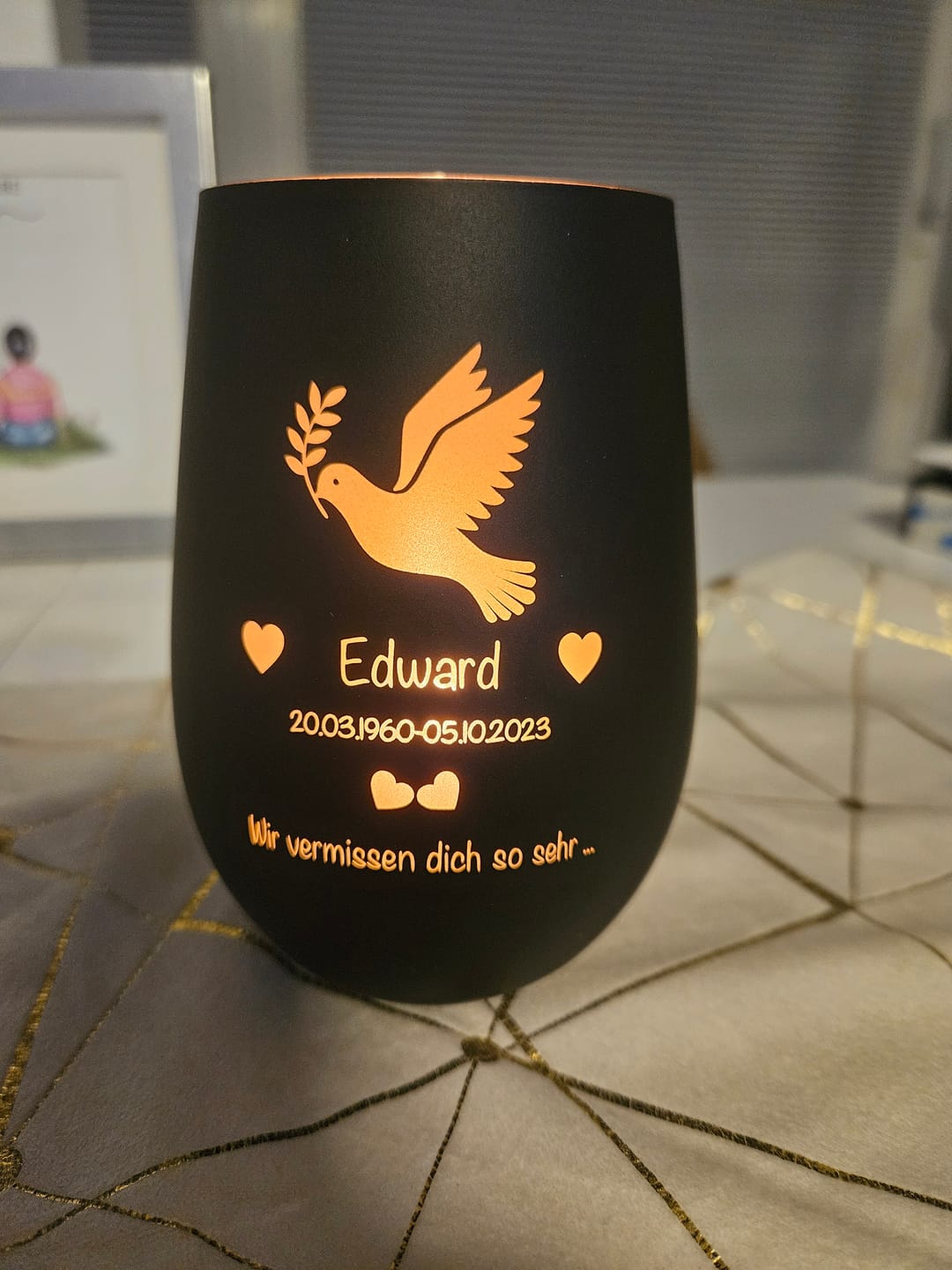 Customer photo review of Wir vermissen dich ... - Individuelles Trauerlicht