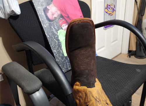 Customer photo review of "ROUGH OUT" MOCHA | MEN SQUARE TOE WESTERN COWBOY BOOTS
