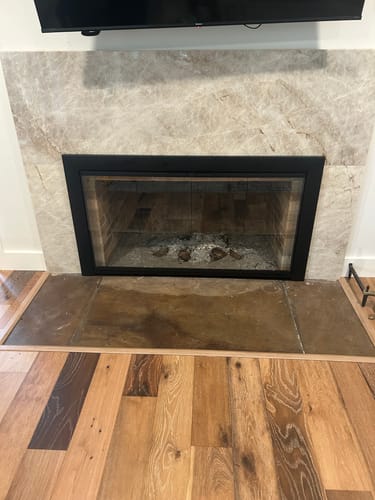 Customer photo review of Reflection - Custom Masonry Fireplace Glass Doors