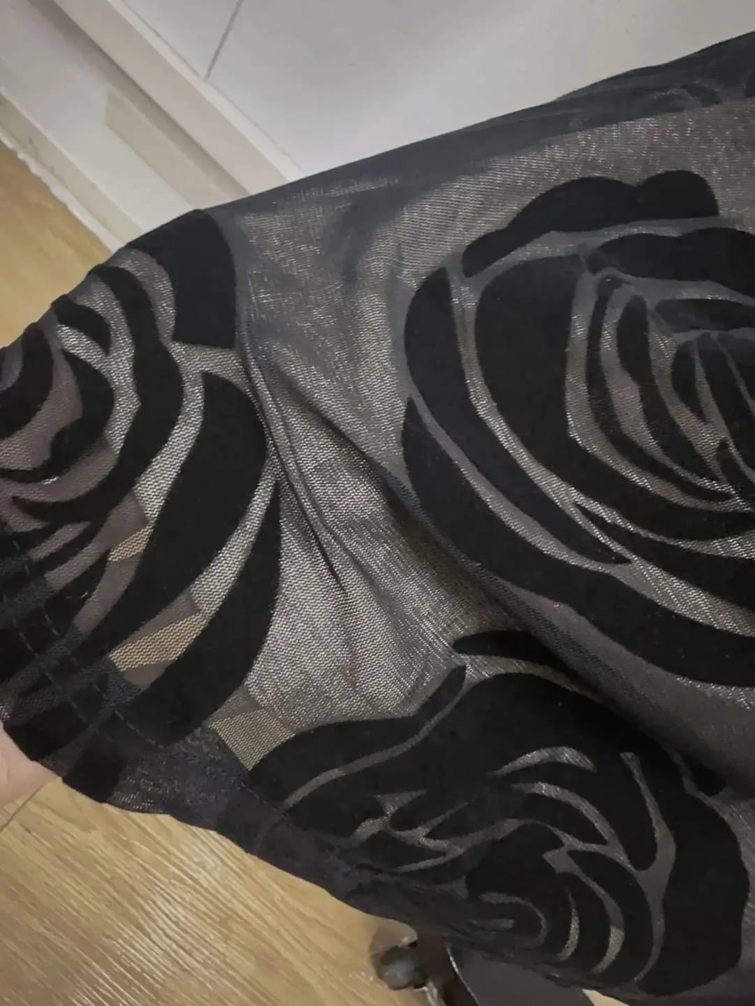 Customer photo review of Mesh Bodycon Dress One-Shoulder Rosette Embellishment — Black | KIMLUD
