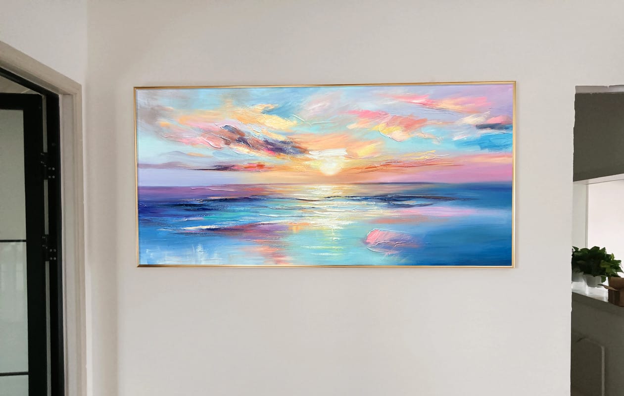 Customer photo review of Colorful Ocean And Sky Textured Painting Canvas #OS006