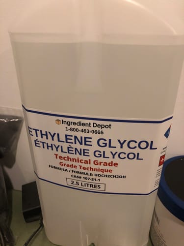 Customer photo review of Ethylene Glycol 100% Technical Grade 2.5 litres