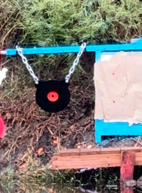 Customer photo review of 10" X 3/8" AR500 Steel Bullseye Gong Target