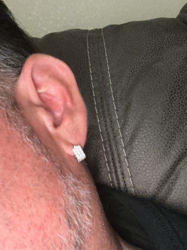 Customer photo review of 3-Row Drop Moissanite Earrings 14K Gold