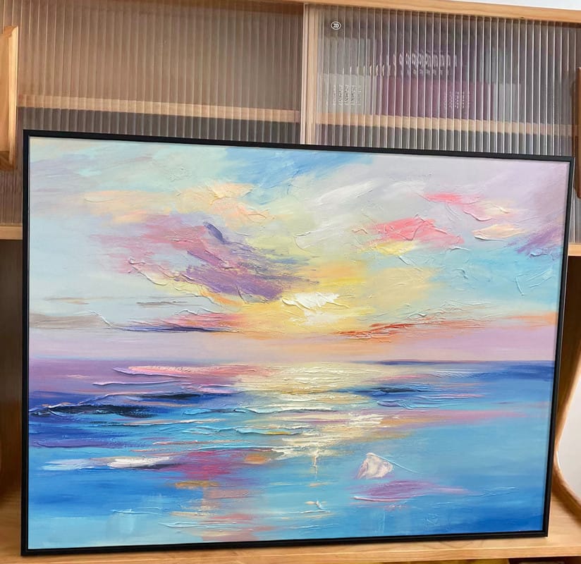 Customer photo review of Colorful Ocean And Sky Textured Painting Canvas #OS006