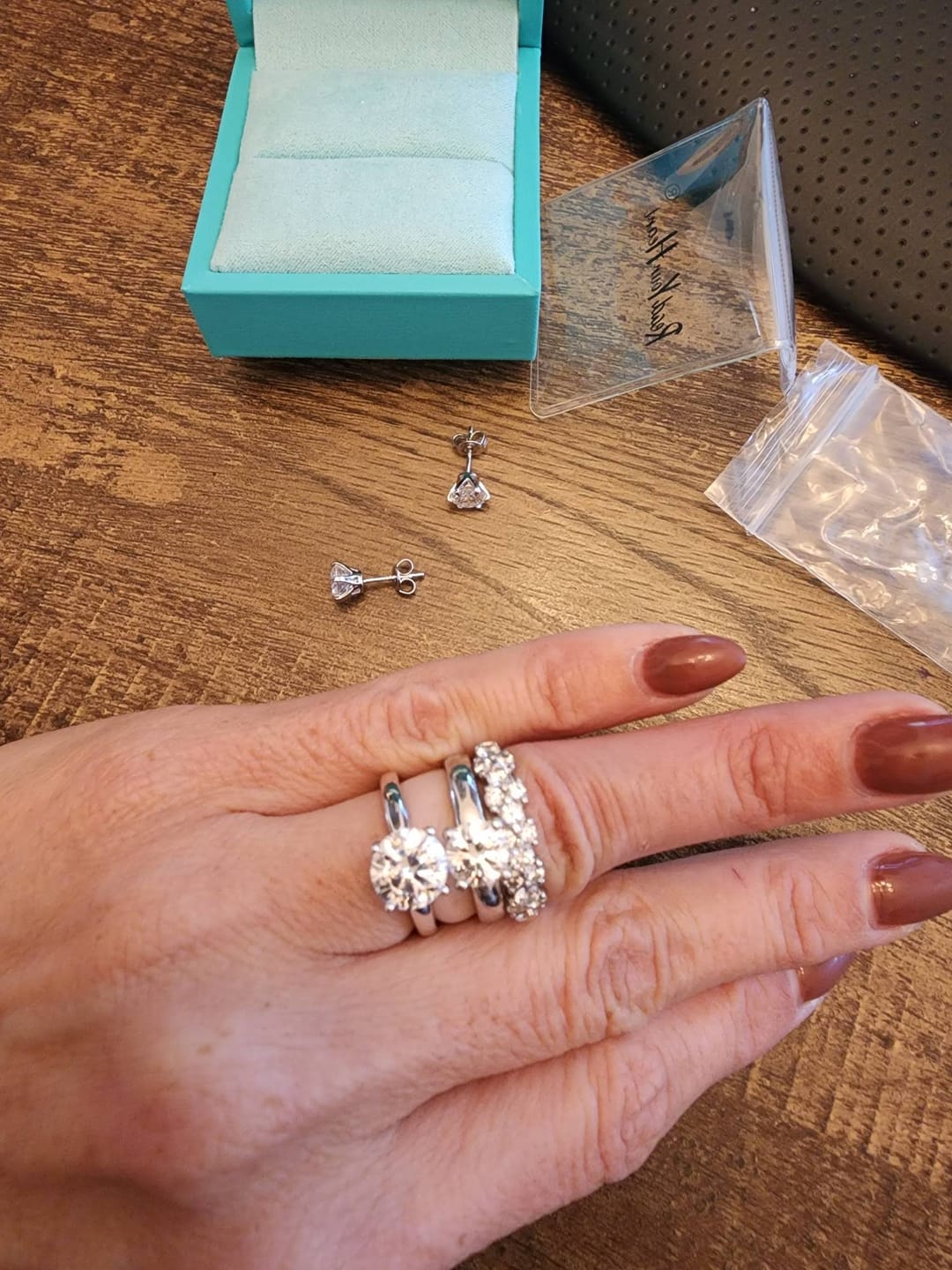 Customer photo review of Classic Solitaire Round Moissanite Four Prong Engagement Ring