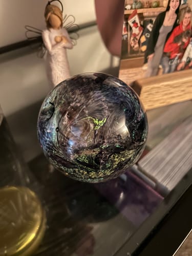 Customer photo review of Dichroic Explosion Orb with Cremation Ash