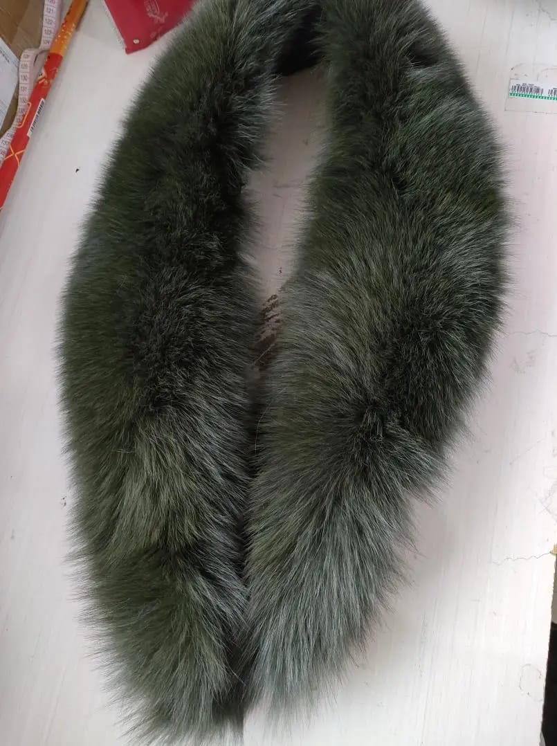 Customer photo review of Real Fox Fur Collar Scarf City-Luxe Winter Wrap — Black | KIMLUD