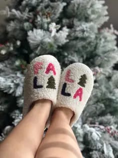 Customer photo review of Falalala Christmas Slippers