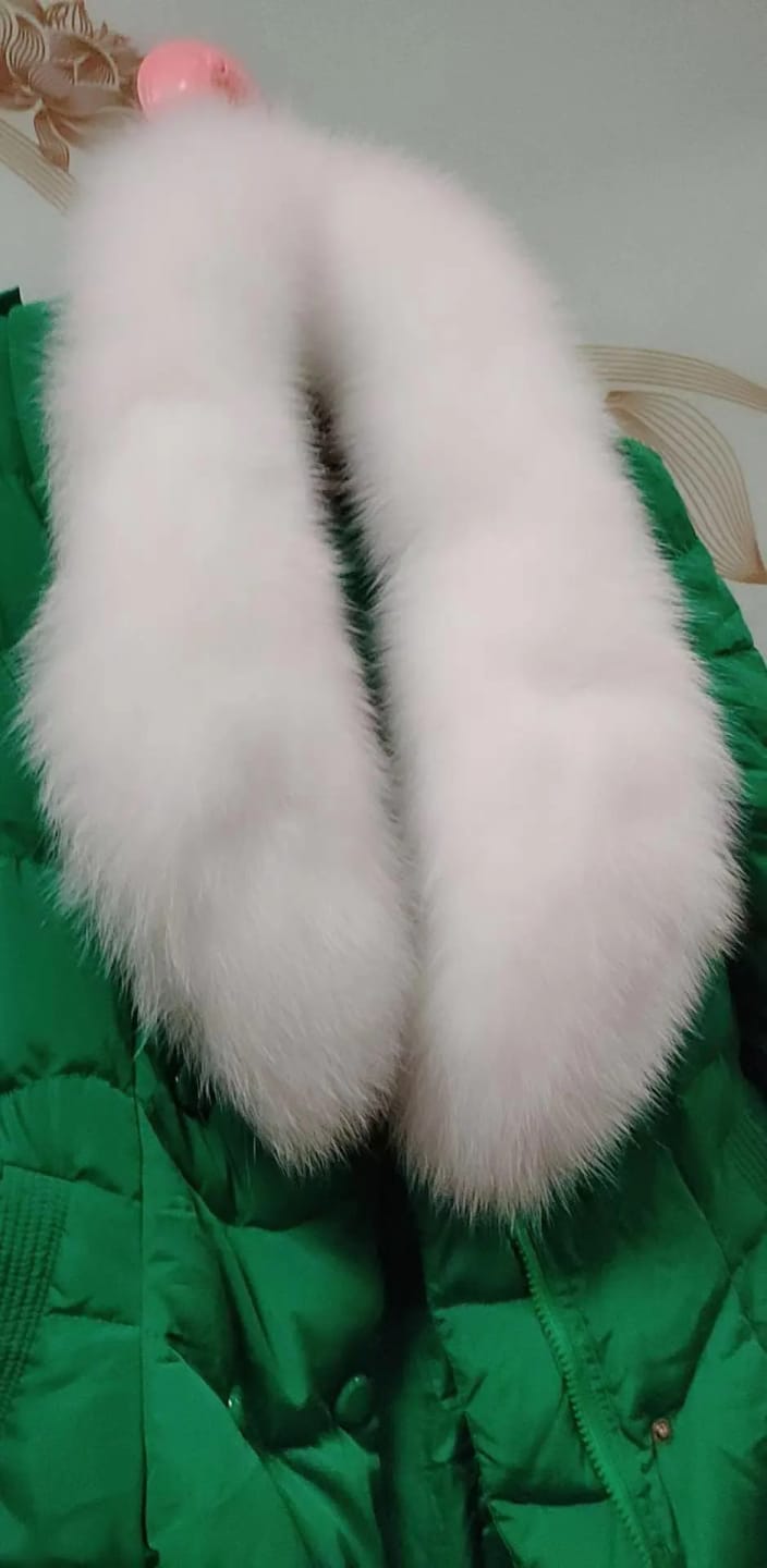 Customer photo review of Real Fox Fur Collar Scarf City-Luxe Winter Wrap — Black | KIMLUD