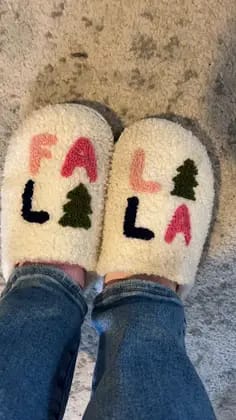 Customer photo review of Falalala Christmas Slippers