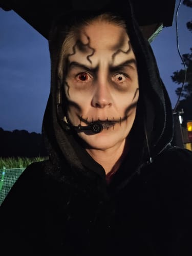 Customer photo review of Halloween Trauma White Colored Contact Lenses