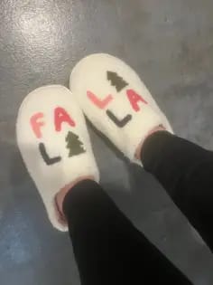 Customer photo review of Falalala Christmas Slippers