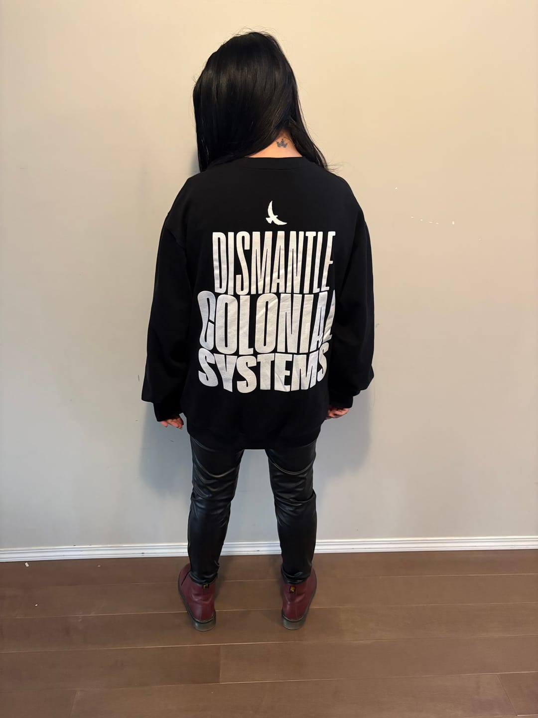 Customer photo review of Dismantle Colonial Systems Crewneck