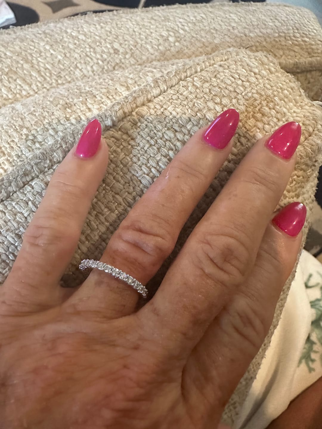 Customer photo review of Classic Wedding Band - Moissanite