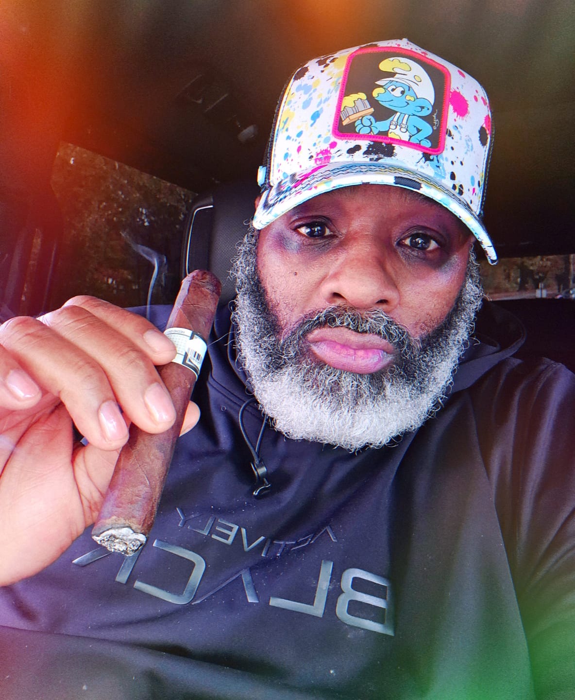 Customer photo review of OVERLORD X Smurfs: Painter Smurf Trucker Cap