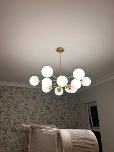 Customer photo review of 12-Light Two-tier Sputnik Opal Globe Chandelier