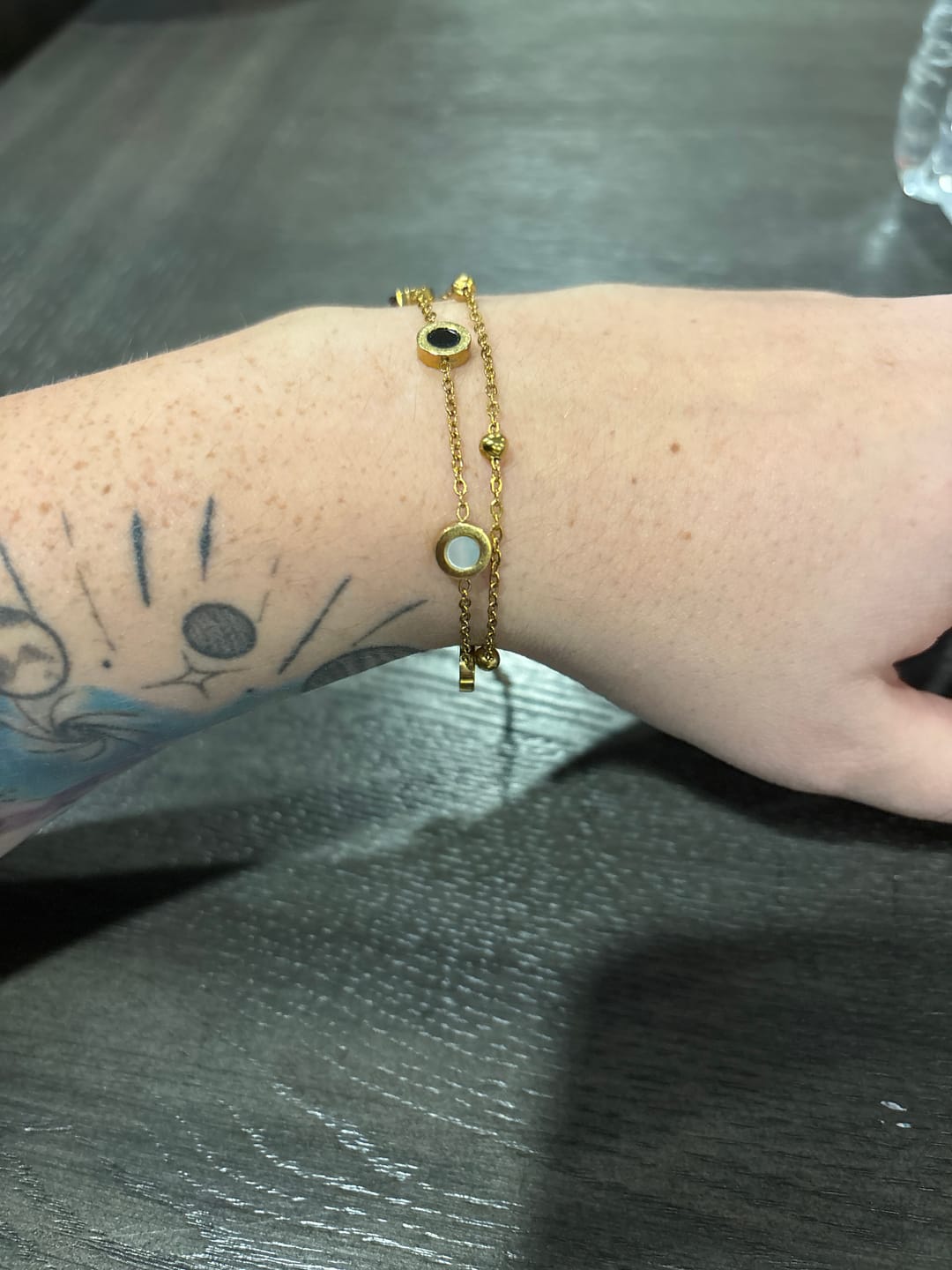 Customer photo review of Onyx & White Stone Bracelet