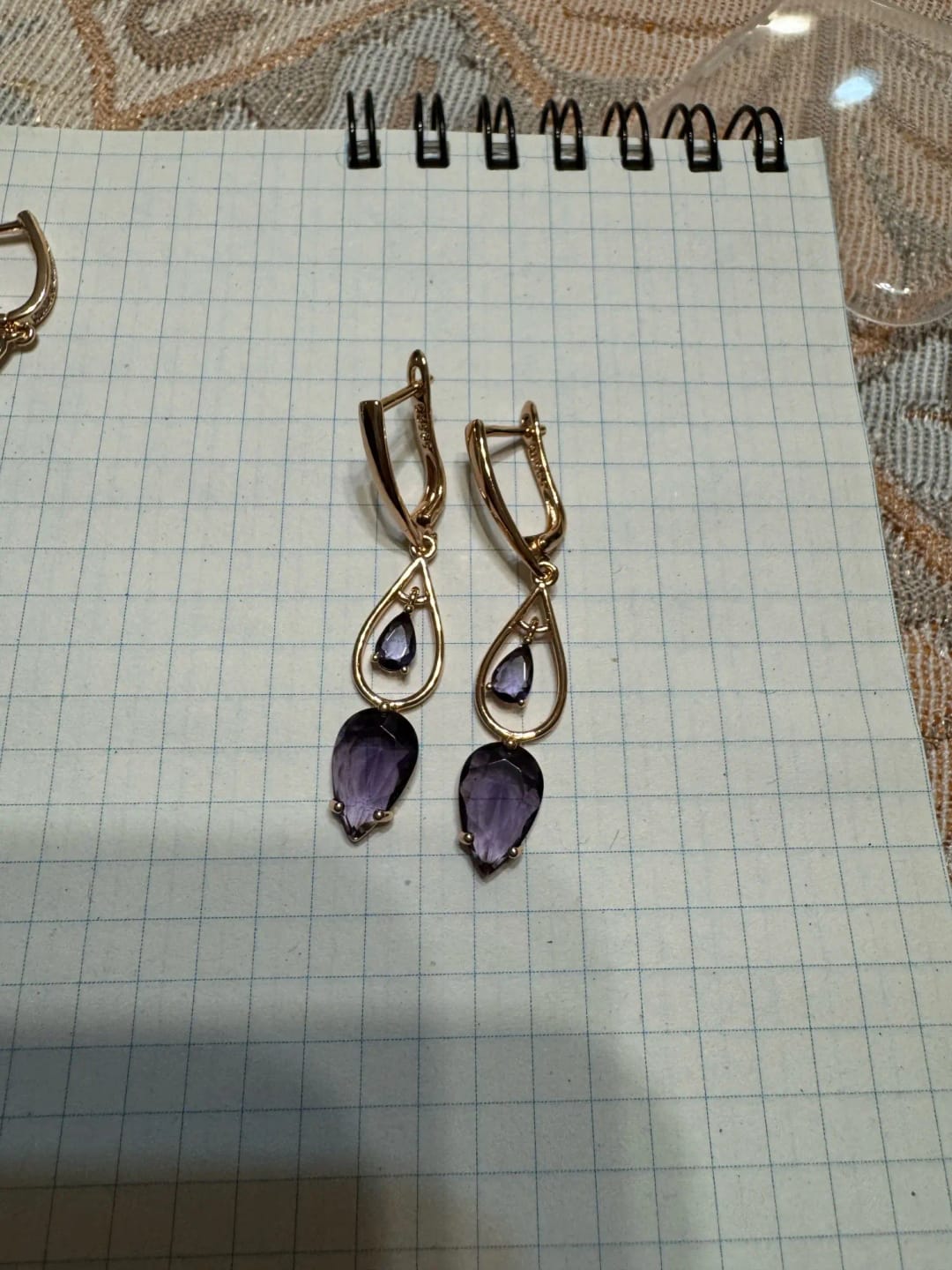Customer photo review of Cubic Zirconia Long Drop Earrings — Purple | KIMLUD