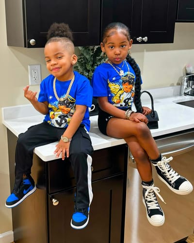 Customer photo review of Laney 14s DopeSkill Varsity Royal T-shirt Heaven Sent Graphic