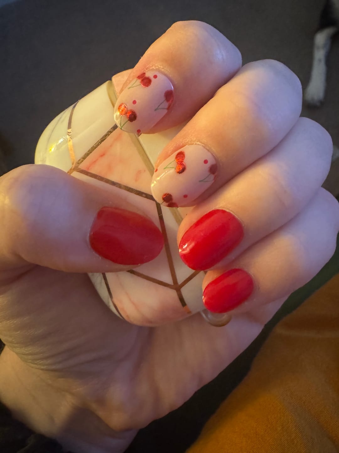 Customer photo review of Cherry Pop DIY Semicured Gel Nail Sticker Kit (LIMITED EDITION)