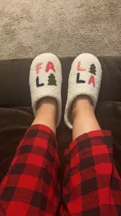 Customer photo review of Falalala Christmas Slippers