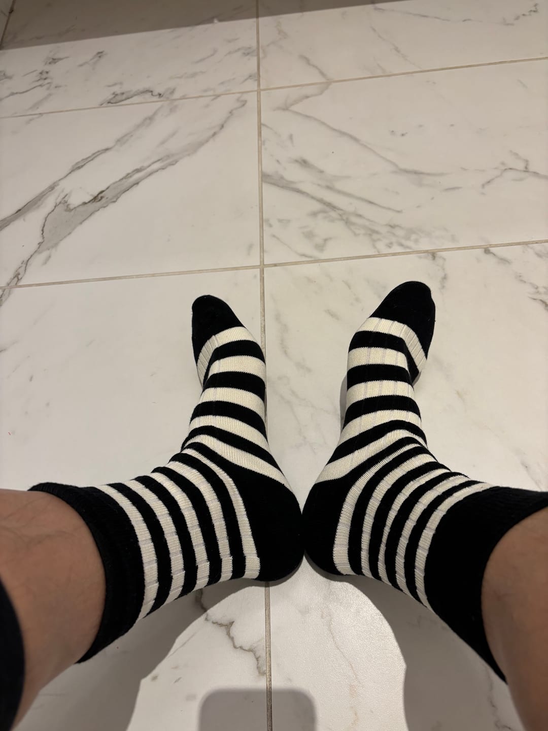 Customer photo review of Retro Striped Cotton Socks - Black/White