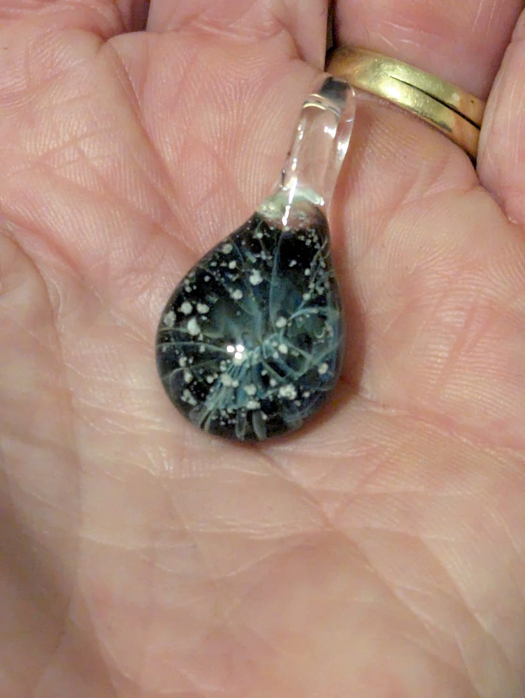 Customer photo review of Ghost Pendant with Infused Cremation Ashes