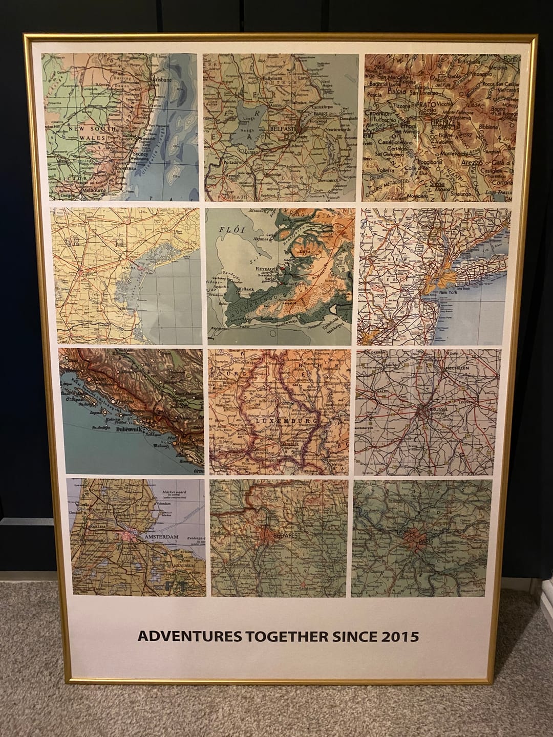Customer photo review of Personalised Travel Map Print (Square Modern)