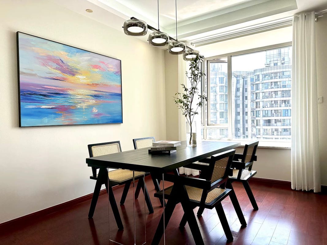 Customer photo review of Colorful Ocean And Sky Textured Painting Canvas #OS006